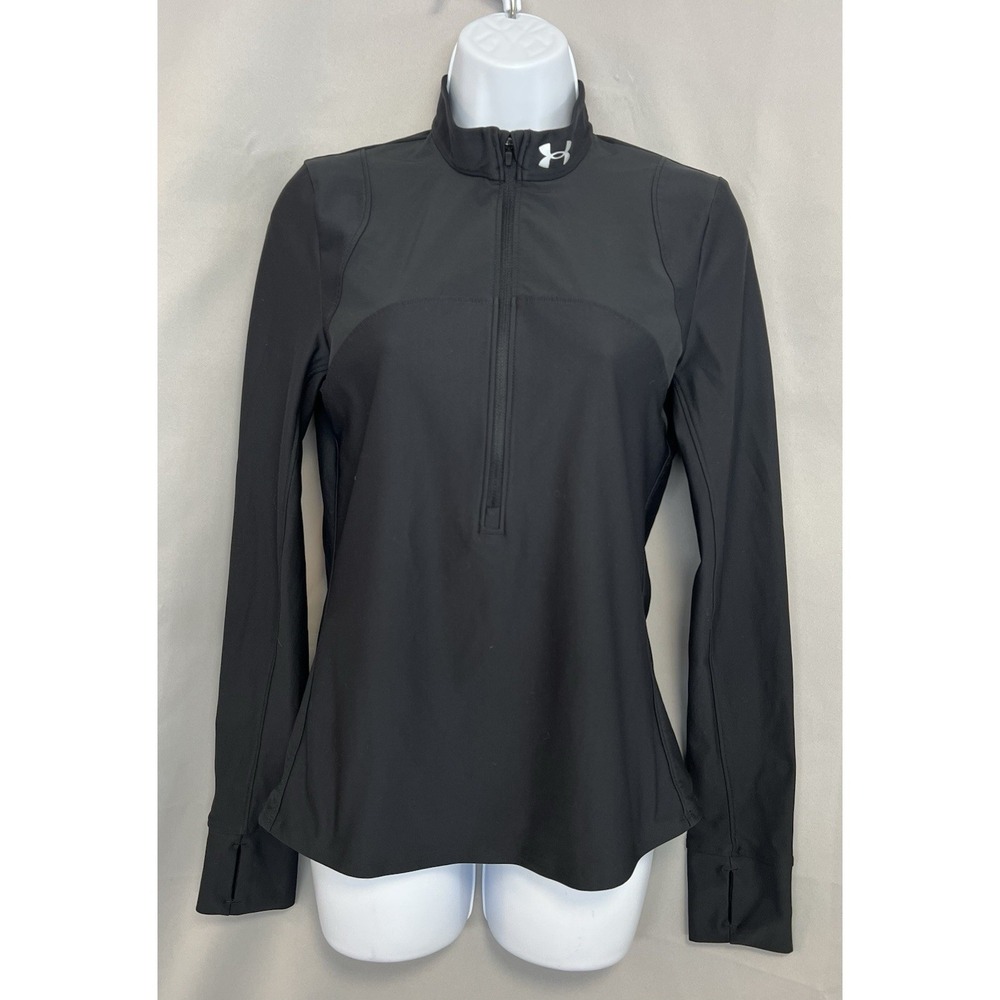 UNDER ARMOUR Women's 1/2 ZIP Top Sweatshirt‎ Sz Small Black